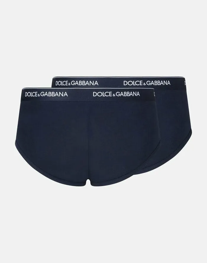 Dolce and Gabbana Underwear And Loungewear Men Twopack Brando Briefs In Stretch Cotton Blue Dolce and Gabbana Underwear And Loungewear Men Twopack Brando Briefs In Stretch Cotton Blue