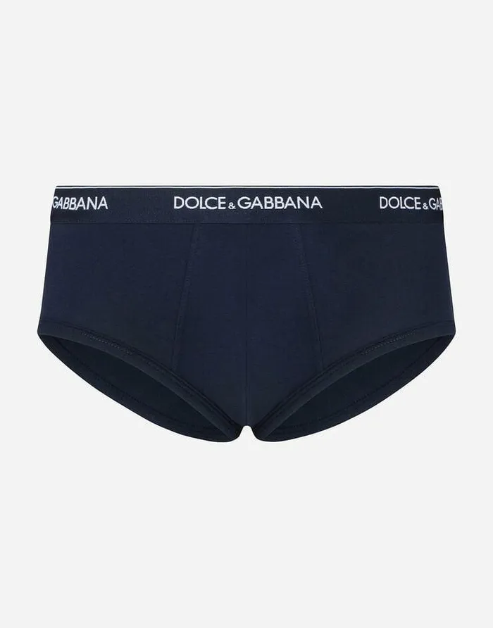 Dolce and Gabbana Underwear And Loungewear Men Twopack Brando Briefs In Stretch Cotton Blue Dolce and Gabbana Underwear And Loungewear Men Twopack Brando Briefs In Stretch Cotton Blue
