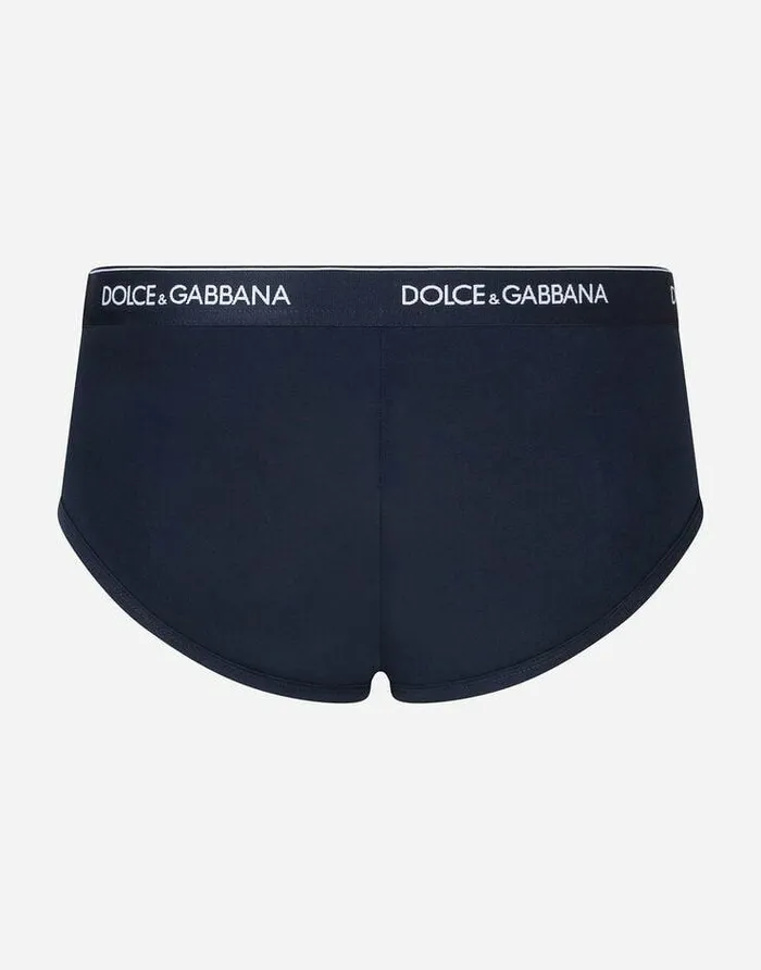 Dolce and Gabbana Underwear And Loungewear Men Twopack Brando Briefs In Stretch Cotton Blue Dolce and Gabbana Underwear And Loungewear Men Twopack Brando Briefs In Stretch Cotton Blue