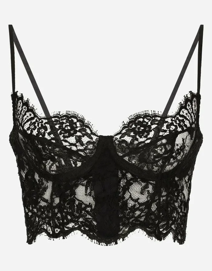 Dolce and Gabbana Underwear Women Lace Balconette Bralette Black