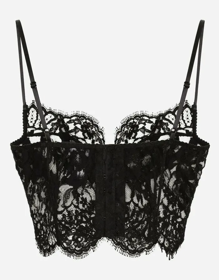 Dolce and Gabbana Underwear Women Lace Balconette Bralette Black Dolce and Gabbana Underwear Women Lace Balconette Bralette Black