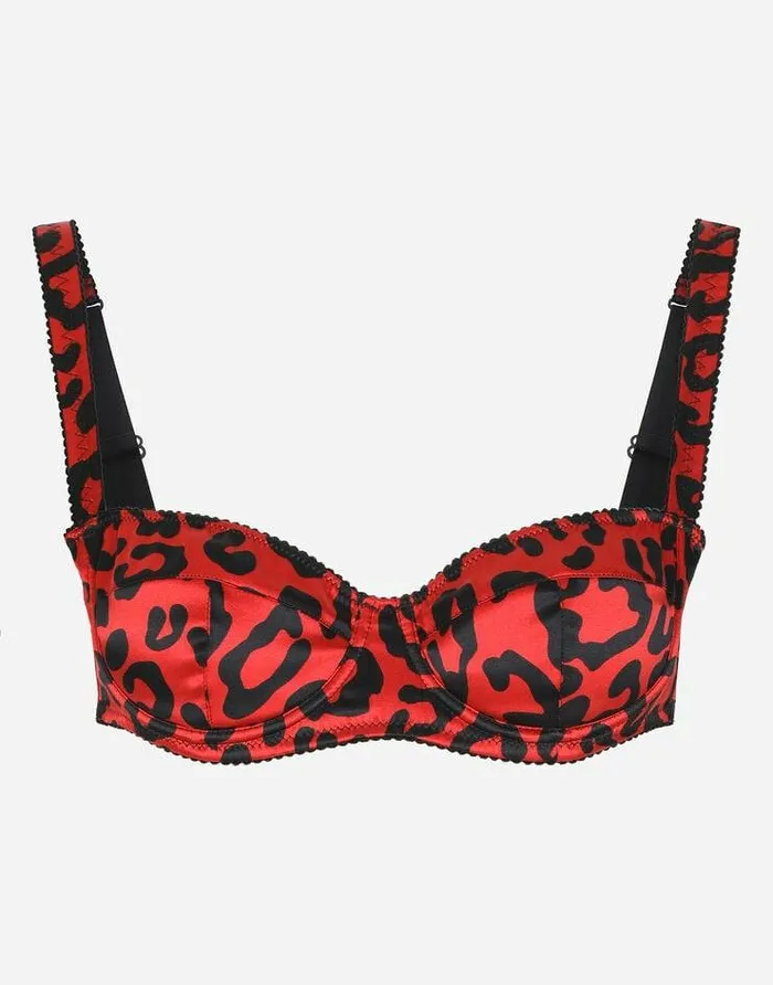 Dolce and Gabbana Underwear Women Leopardprint Satin Balconette Bra Multicolor Dolce and Gabbana Underwear Women Leopardprint Satin Balconette Bra Multicolor
