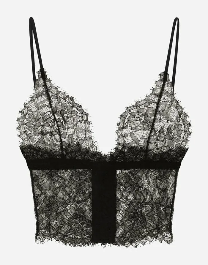Dolce and Gabbana Underwear Women Triangle Lace Bralette Black
