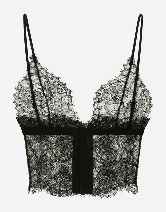 Dolce and Gabbana Underwear Women Triangle Lace Bralette Black Dolce and Gabbana Underwear Women Triangle Lace Bralette Black