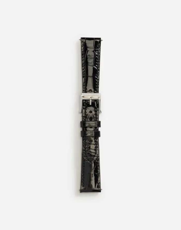Dolce and Gabbana WatchesandStraps Women Alligator Strap With Buckle And Hook In Steel Black Dolce and Gabbana WatchesandStraps Women Alligator Strap With Buckle And Hook In Steel Black