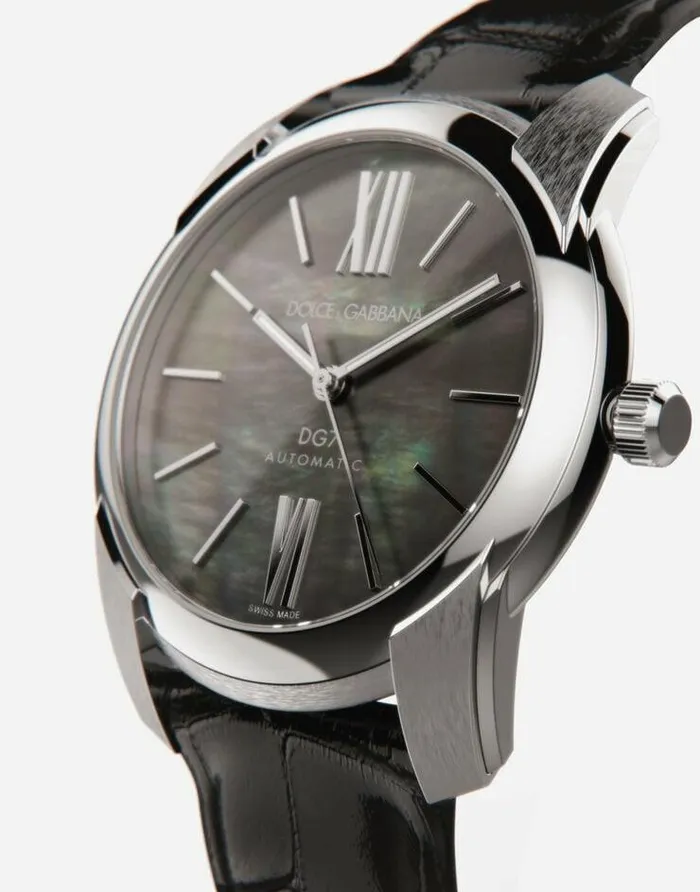 Dolce and Gabbana Watches Men DG7 Watch In Steel With Black Mother Of Pearl Black Dolce and Gabbana Watches Men DG7 Watch In Steel With Black Mother Of Pearl Black