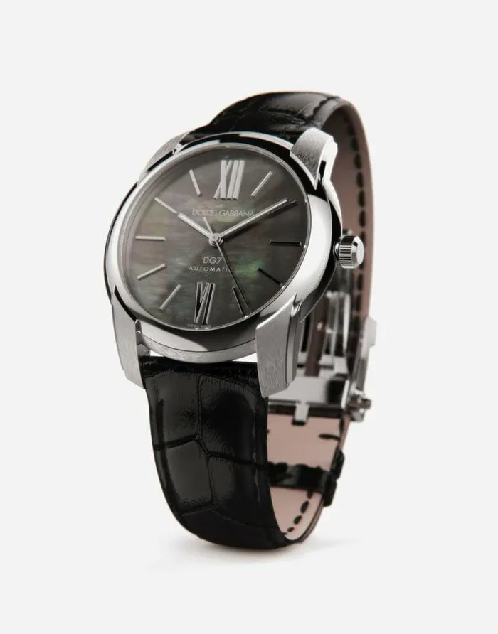 Dolce and Gabbana Watches Men DG7 Watch In Steel With Black Mother Of Pearl Black Dolce and Gabbana Watches Men DG7 Watch In Steel With Black Mother Of Pearl Black