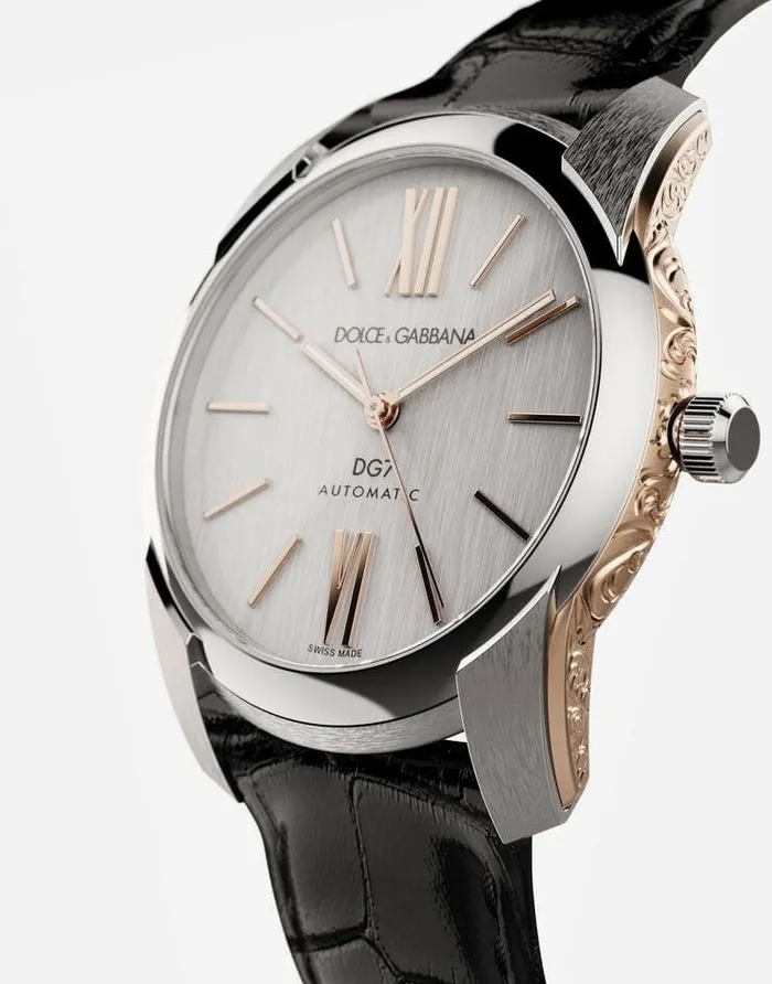 Dolce and Gabbana Watches Men DG7 Watch In Steel With Engraved Side Decoration In Gold Silverblack Dolce and Gabbana Watches Men DG7 Watch In Steel With Engraved Side Decoration In Gold Silverblack