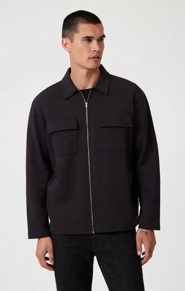 Double Pocket ZipUp Jacket In Black Men Mavi Jeans Jackets