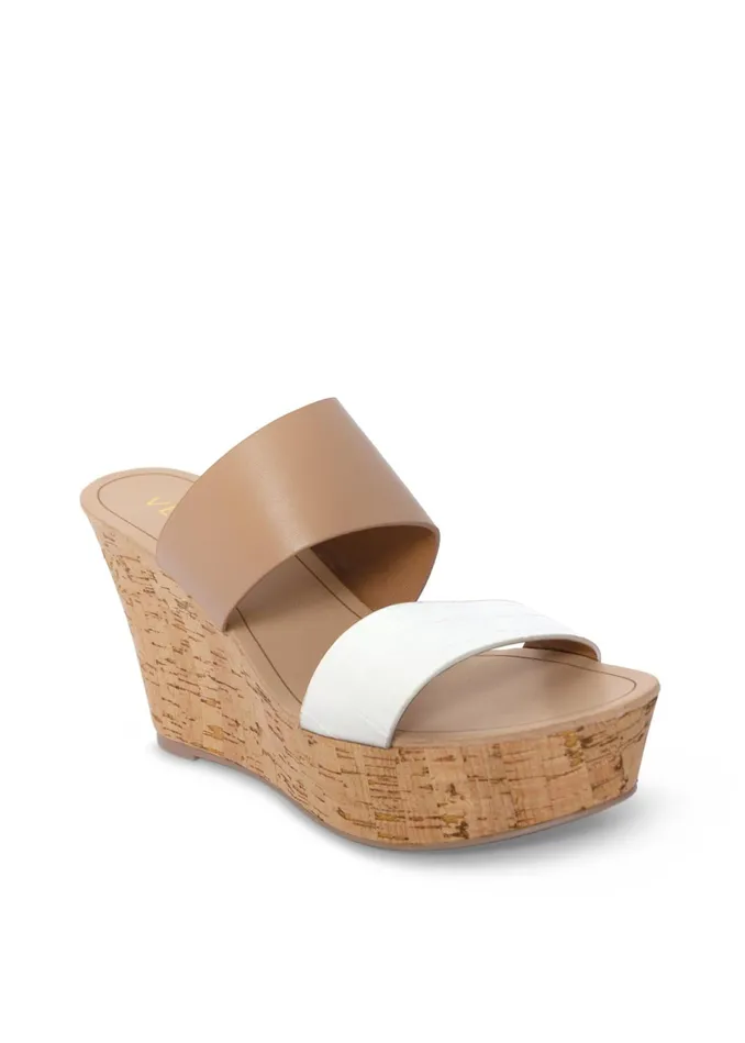 DOUBLE STRAP CORK WEDGES Tan Multi Women VENUS Sandals and Wedges