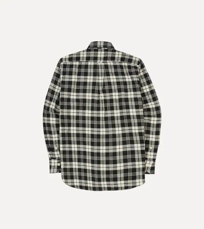 Drake039s Black And White Check Brushed Cotton TwoPocket Work Shirt 8211 Shirts