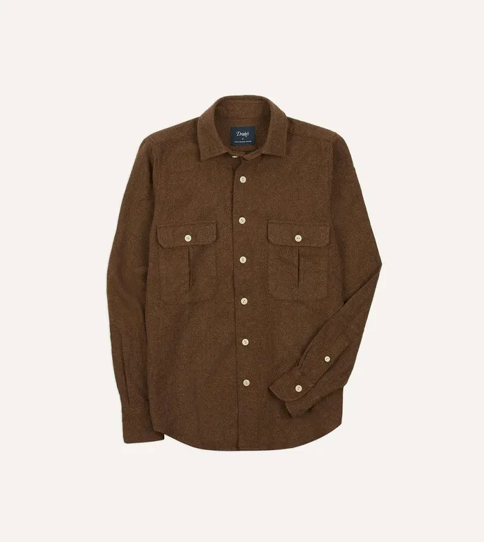 Drake039s Brown Wool TwoPocket Work Shirt 8211 Shirts