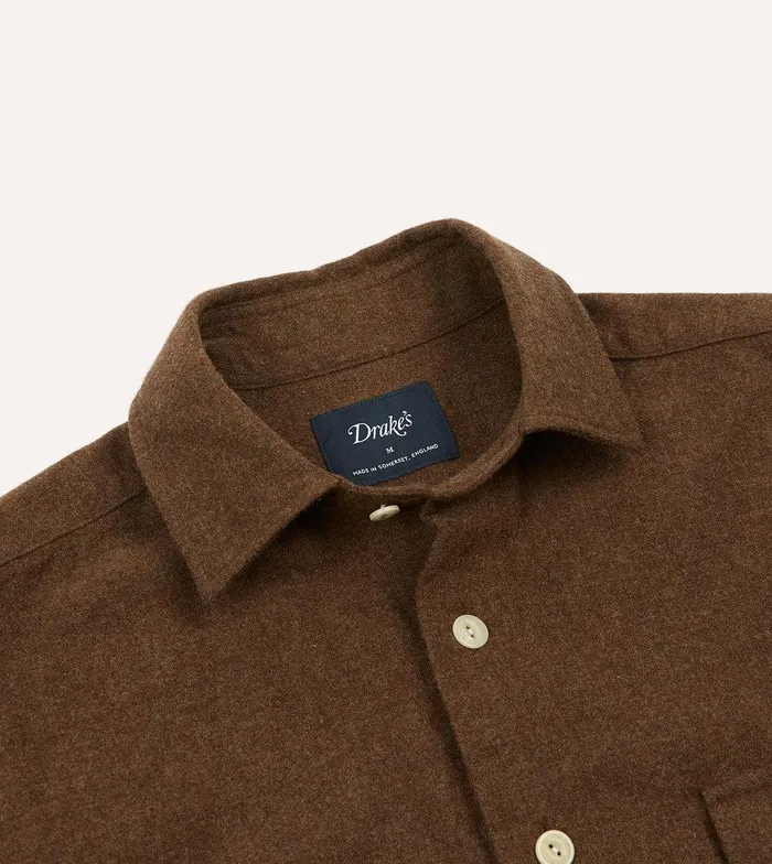 Drake039s Brown Wool TwoPocket Work Shirt 8211 Shirts