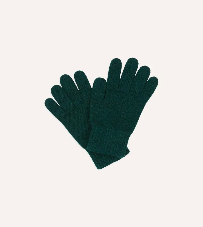 Drake039s Forest Green Cashmere Knitted Gloves 8211 Accessories