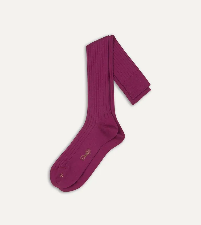 Drake039s Fuchsia Cotton OvertheCalf Socks 8211 Accessories