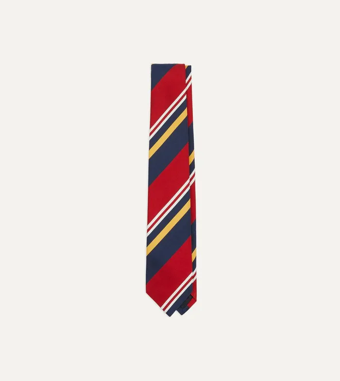 Drake039s Navy Red And Yellow Baiadera Stripe Mogador Tipped Tie 8211 Ties