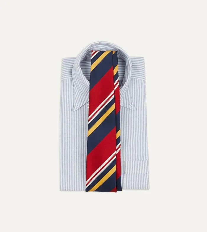 Drake039s Navy Red And Yellow Baiadera Stripe Mogador Tipped Tie 8211 Ties