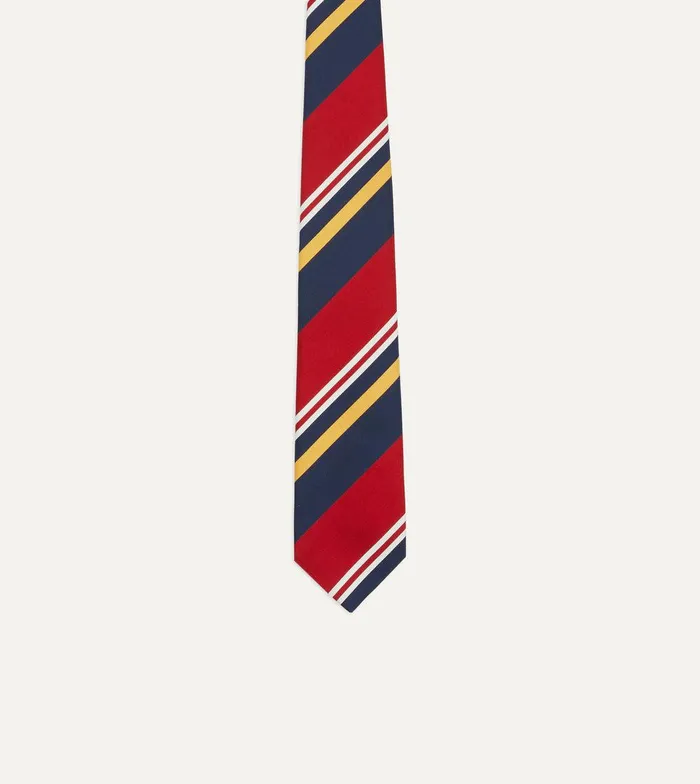 Drake039s Navy Red And Yellow Baiadera Stripe Mogador Tipped Tie 8211 Ties