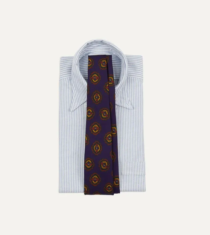 Drake039s Purple Baroque Paisley 36oz Madder Silk Self Tipped Tie 8211 Ties