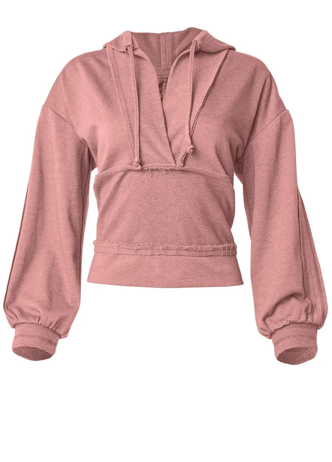 DRAWSTRING DETAIL HOODIE Light Pink Women VENUS Sweatshirts and Hoodies