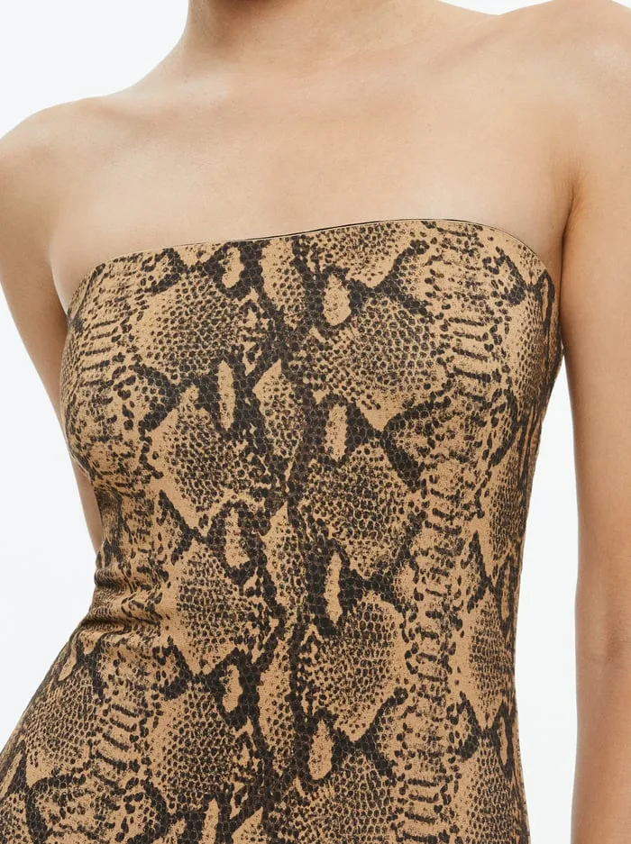Dresses Women Alice Olivia Delora Strapless Maxi Dress Camelblack Snake