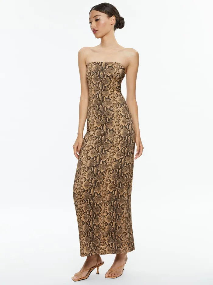 Dresses Women Alice Olivia Delora Strapless Maxi Dress Camelblack Snake