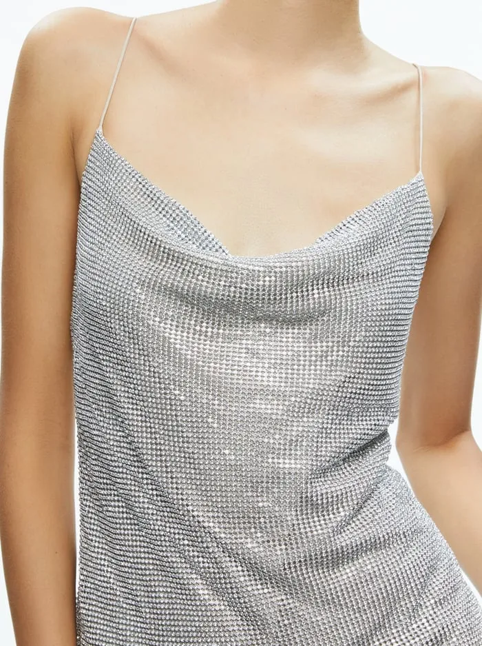 Dresses Women Alice Olivia Harmony Mini Slip Dress Silverchainmail