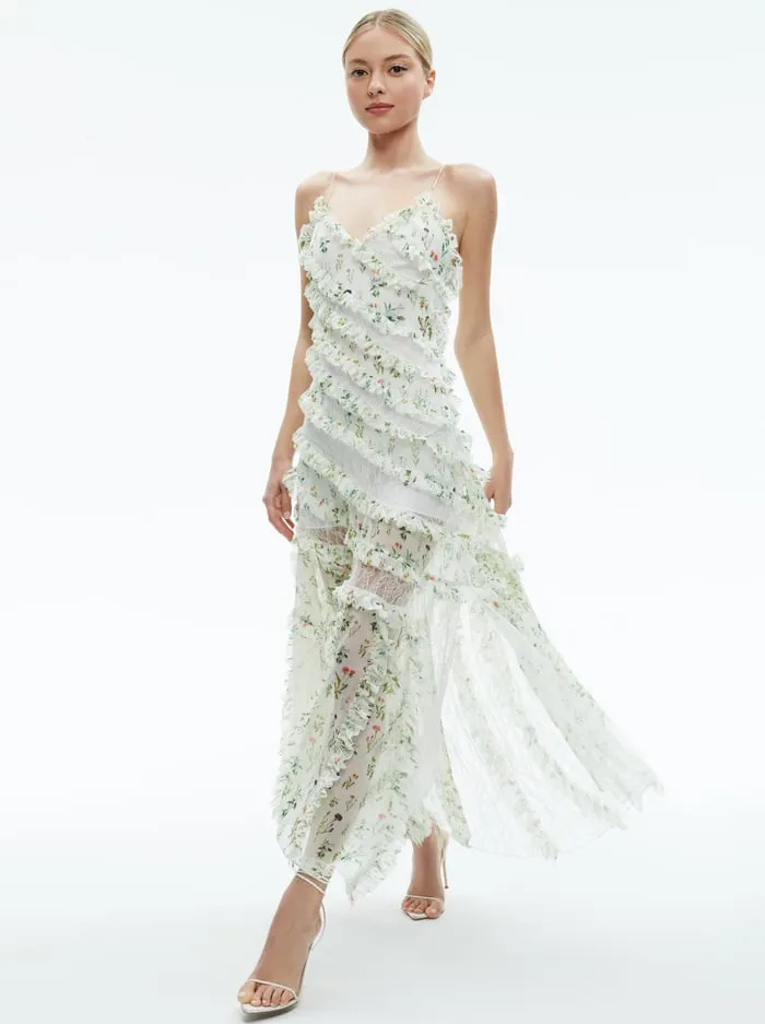 Dresses Women Alice Olivia Sondra Lace Ruffled Maxi Dress Georgia Floral