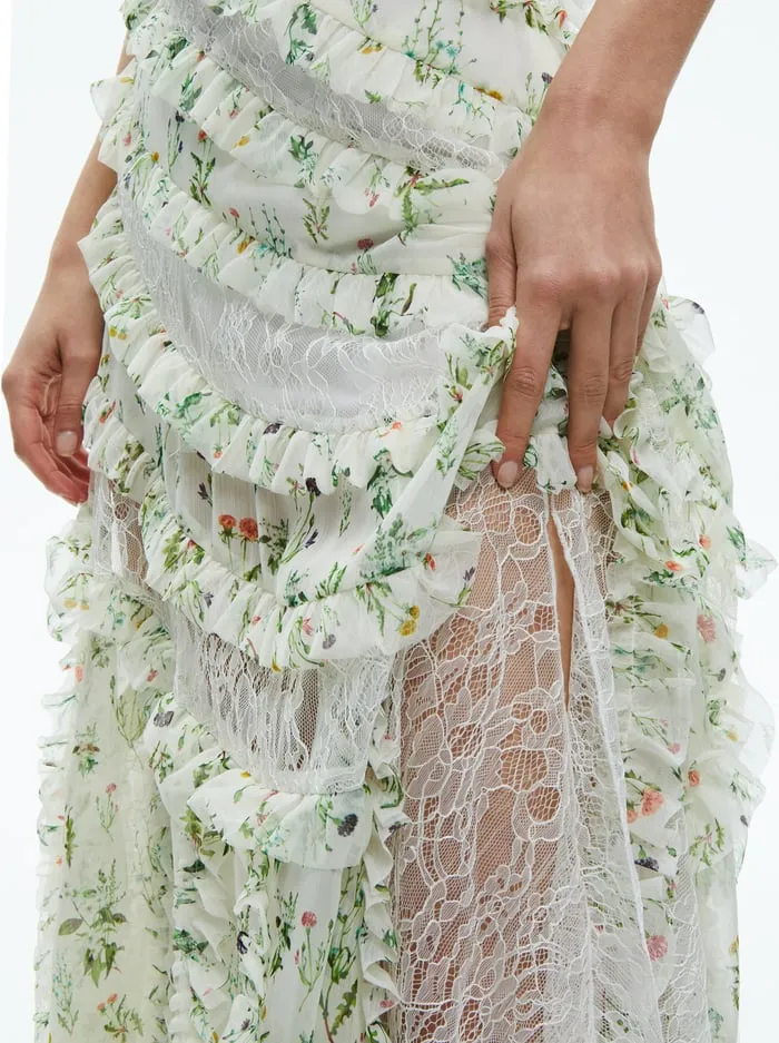 Dresses Women Alice Olivia Sondra Lace Ruffled Maxi Dress Georgia Floral