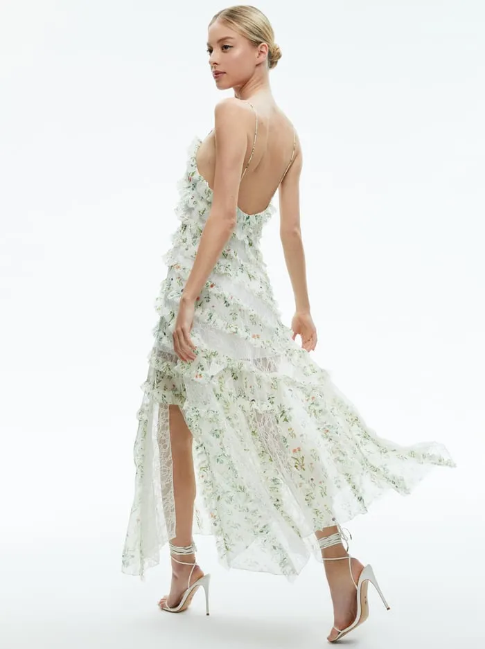 Dresses Women Alice Olivia Sondra Lace Ruffled Maxi Dress Georgia Floral