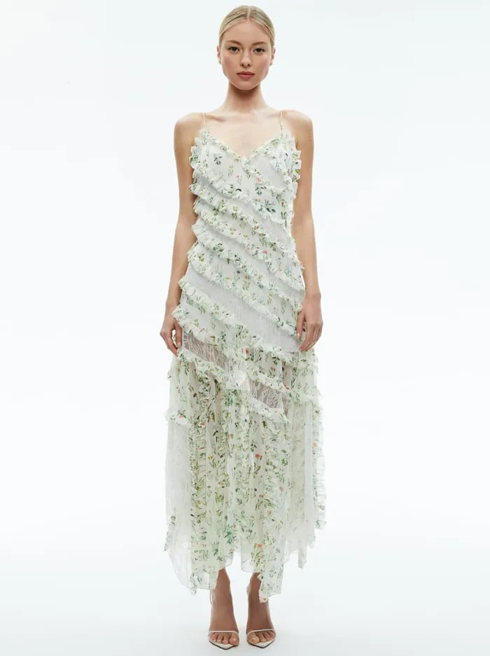 Dresses Women Alice Olivia Sondra Lace Ruffled Maxi Dress Georgia Floral