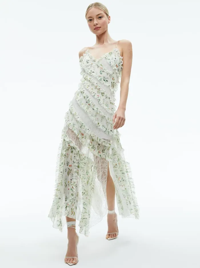 Dresses Women Alice Olivia Sondra Lace Ruffled Maxi Dress Georgia Floral