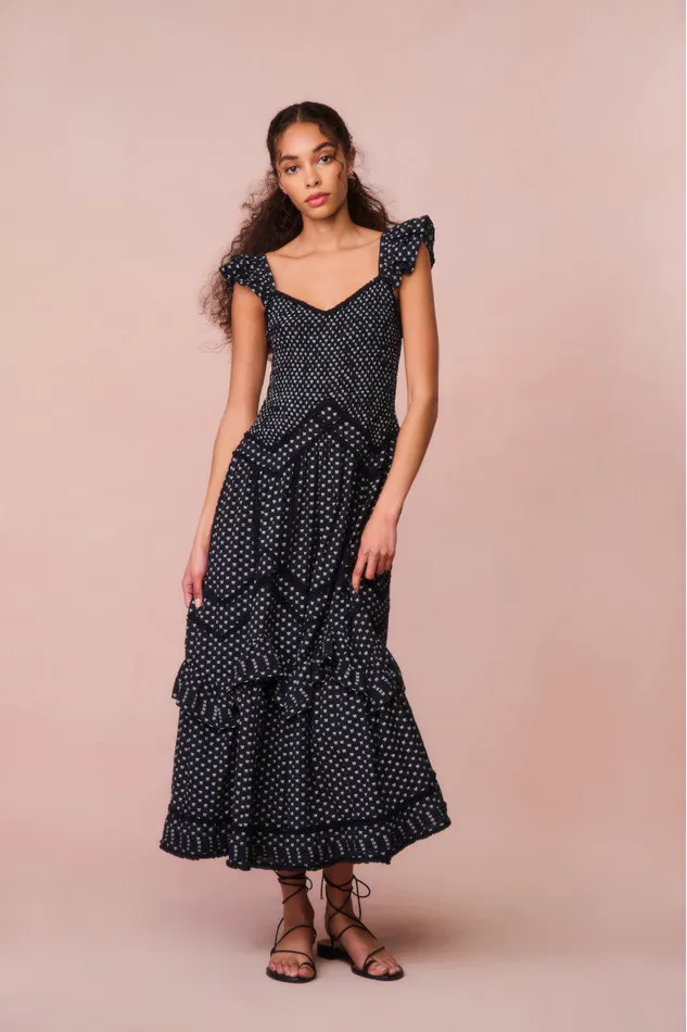 Dresses Women LoveShackFancy Brin Cotton Bow Dress Midnight Snowfall