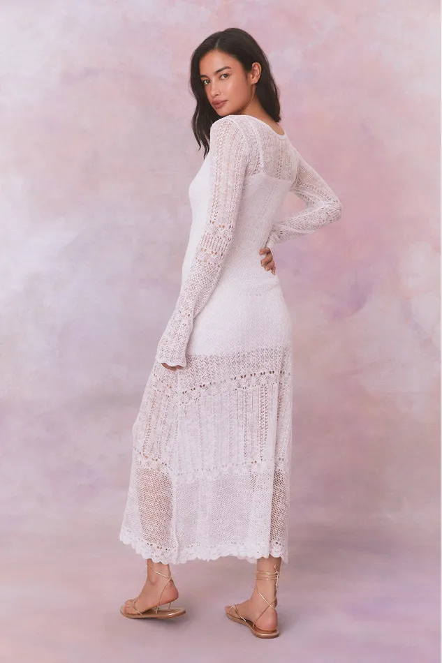 Dresses Women LoveShackFancy Tilo Pointelle Sheer Maxi Dress White