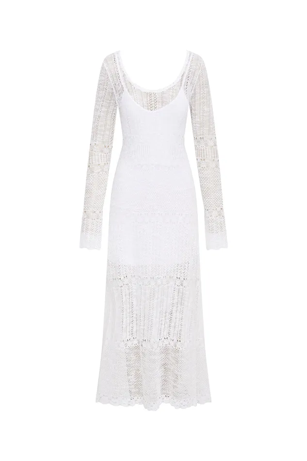 Dresses Women LoveShackFancy Tilo Pointelle Sheer Maxi Dress White