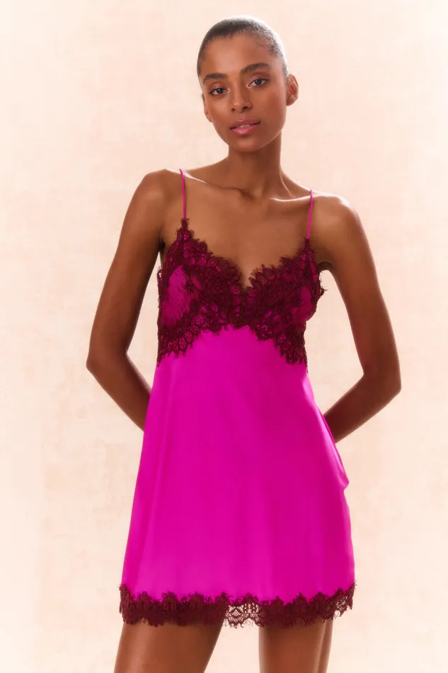 Dresses Women LoveShackFancy Waterman LaceTrimmed Mini Slip Dress Fuchsia