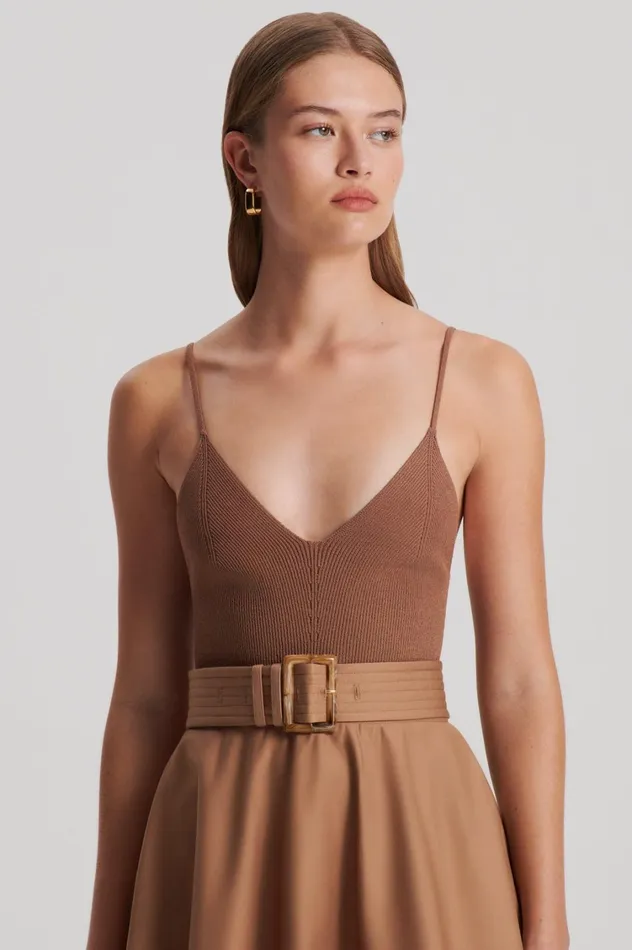 Dresses Women Scanlan Theodore CREPE KNIT CAMISOLE COTTON DRESS Almond Dresses Women Scanlan Theodore CREPE KNIT CAMISOLE COTTON DRESS Almond