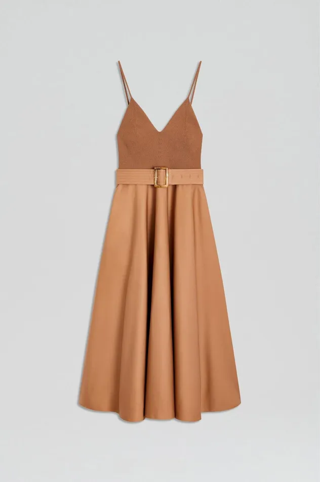 Dresses Women Scanlan Theodore CREPE KNIT CAMISOLE COTTON DRESS Almond Dresses Women Scanlan Theodore CREPE KNIT CAMISOLE COTTON DRESS Almond