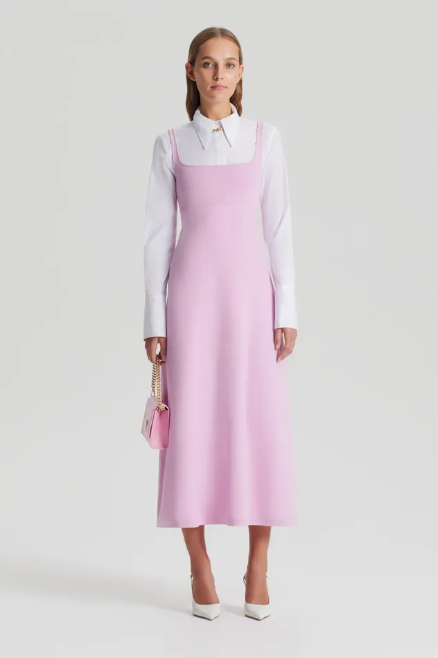 Dresses Women Scanlan Theodore CREPE KNIT SQUARE NECK DRESS Mauve