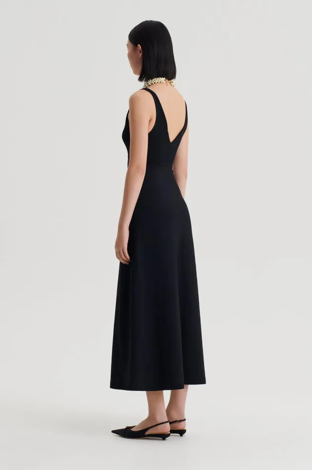 Dresses Women Scanlan Theodore CREPE KNIT V NECK DRESS Black Dresses Women Scanlan Theodore CREPE KNIT V NECK DRESS Black