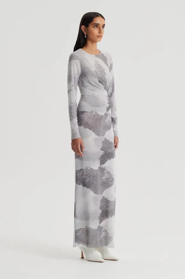 Dresses Women Scanlan Theodore MESH CLOUD PRINT DRESS Grey Dresses Women Scanlan Theodore MESH CLOUD PRINT DRESS Grey