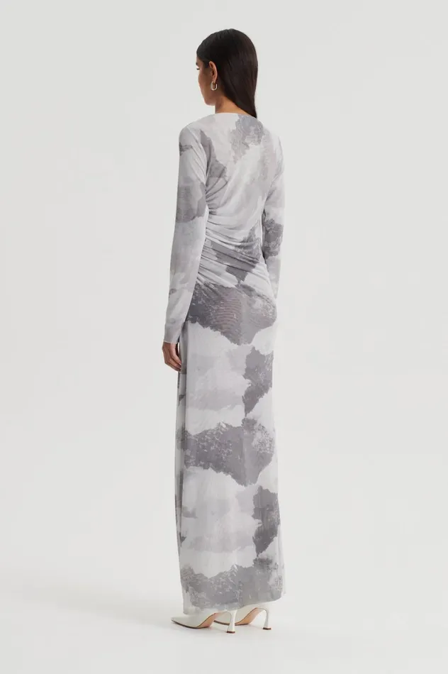 Dresses Women Scanlan Theodore MESH CLOUD PRINT DRESS Grey Dresses Women Scanlan Theodore MESH CLOUD PRINT DRESS Grey