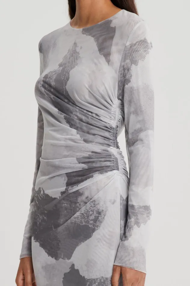 Dresses Women Scanlan Theodore MESH CLOUD PRINT DRESS Grey Dresses Women Scanlan Theodore MESH CLOUD PRINT DRESS Grey