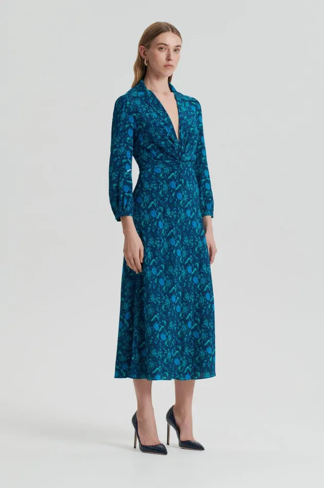 Dresses Women Scanlan Theodore SILK BOTANICAL DRESS Navy Dresses Women Scanlan Theodore SILK BOTANICAL DRESS Navy