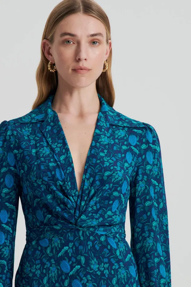 Dresses Women Scanlan Theodore SILK BOTANICAL DRESS Navy Dresses Women Scanlan Theodore SILK BOTANICAL DRESS Navy