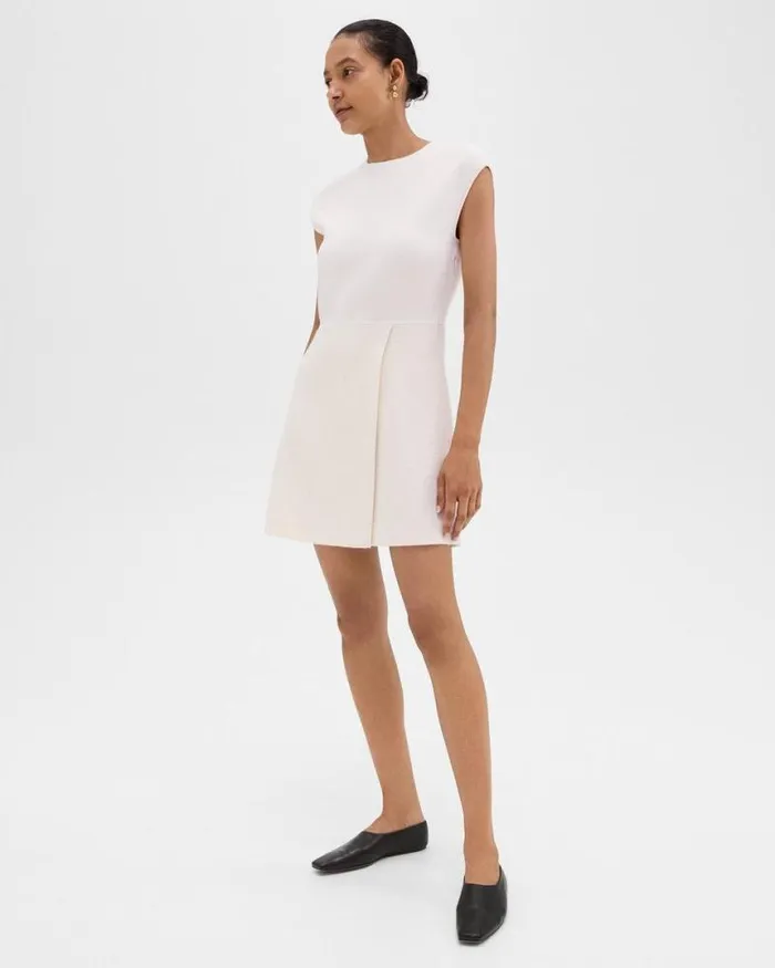 Dresses Women Theory Combo Mini Dress In Tweed Ivory Dresses Women Theory Combo Mini Dress In Tweed Ivory