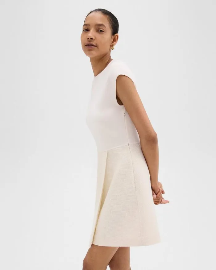 Dresses Women Theory Combo Mini Dress In Tweed Ivory Dresses Women Theory Combo Mini Dress In Tweed Ivory