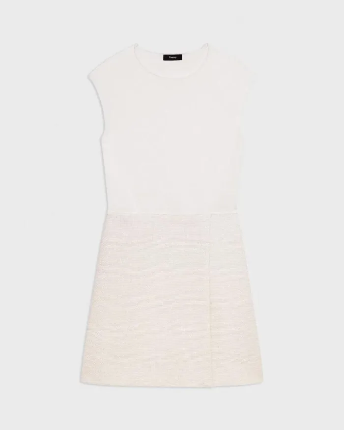 Dresses Women Theory Combo Mini Dress In Tweed Ivory Dresses Women Theory Combo Mini Dress In Tweed Ivory
