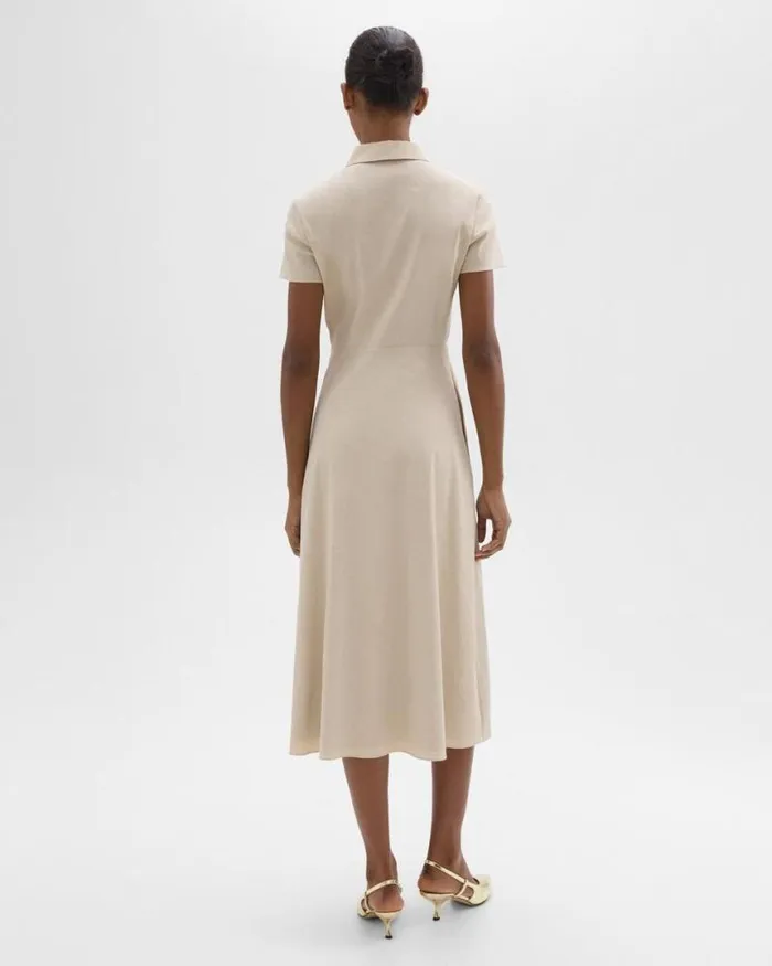 Dresses Women Theory Midi Shirt Dress In Good Linen Straw