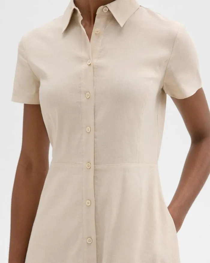 Dresses Women Theory Midi Shirt Dress In Good Linen Straw